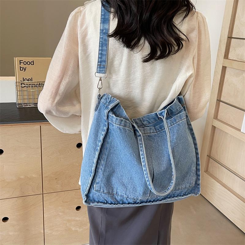 Retro denim draagtas literaire campusstijl veelzijdige casual handtas populaire schouder messenger bag