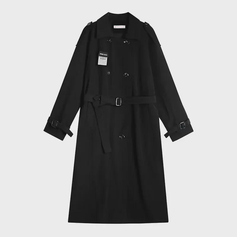 High-Grade Women's Mid-Length Black Trench Coat - Chic Spring & Autumn 2023 Collection