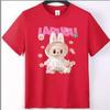 2025 New Children's T-shirt Wearing Princess Skirt LABUBU Printed Round Neck Short Sleeved Casual Girl's Top