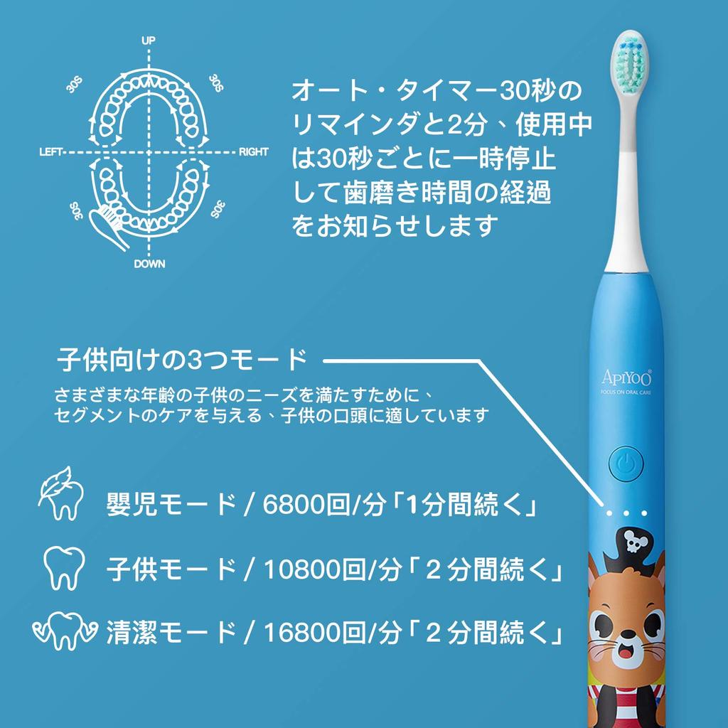 Electric Toothbrush for Kids APIYOO A7 Sonic Toothbrush IPX7 Waterproof Sonic Toothbrush USB Rechargeable Wireless Charging 3 Modes and 2 Minute Auto
