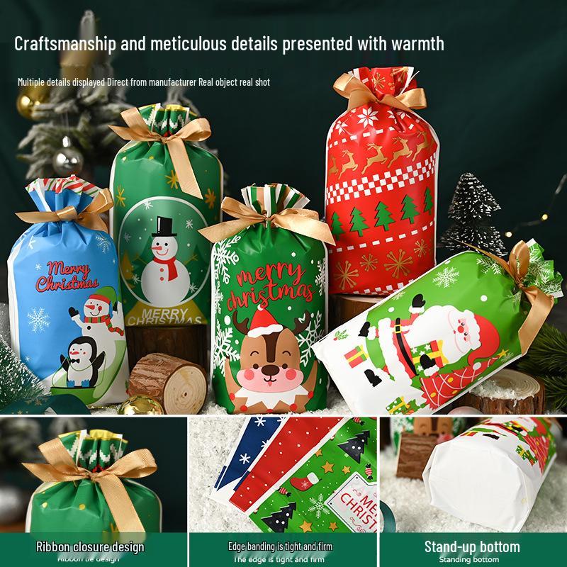 Christmas Gift Bag for Candy and Cookies - Kids' Drawstring Ribbon Bag