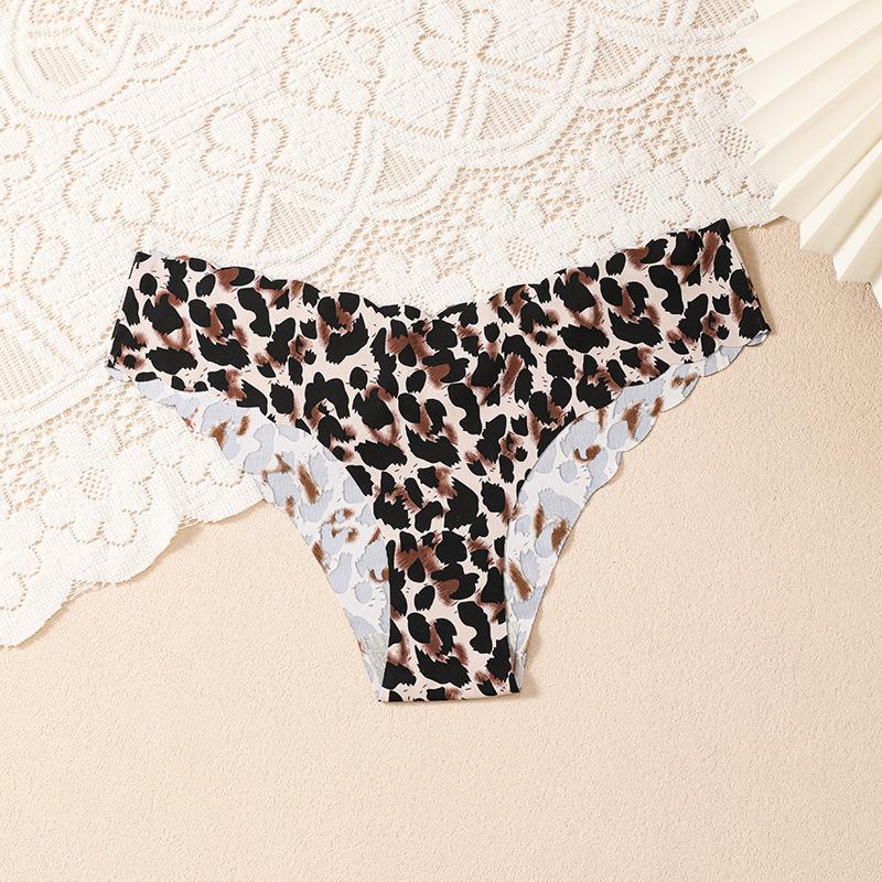 Damen Sommer Reiner Wunsch Leopardenmuster Nahtloser Seiden-Bequemer Tanga Unterwäsche