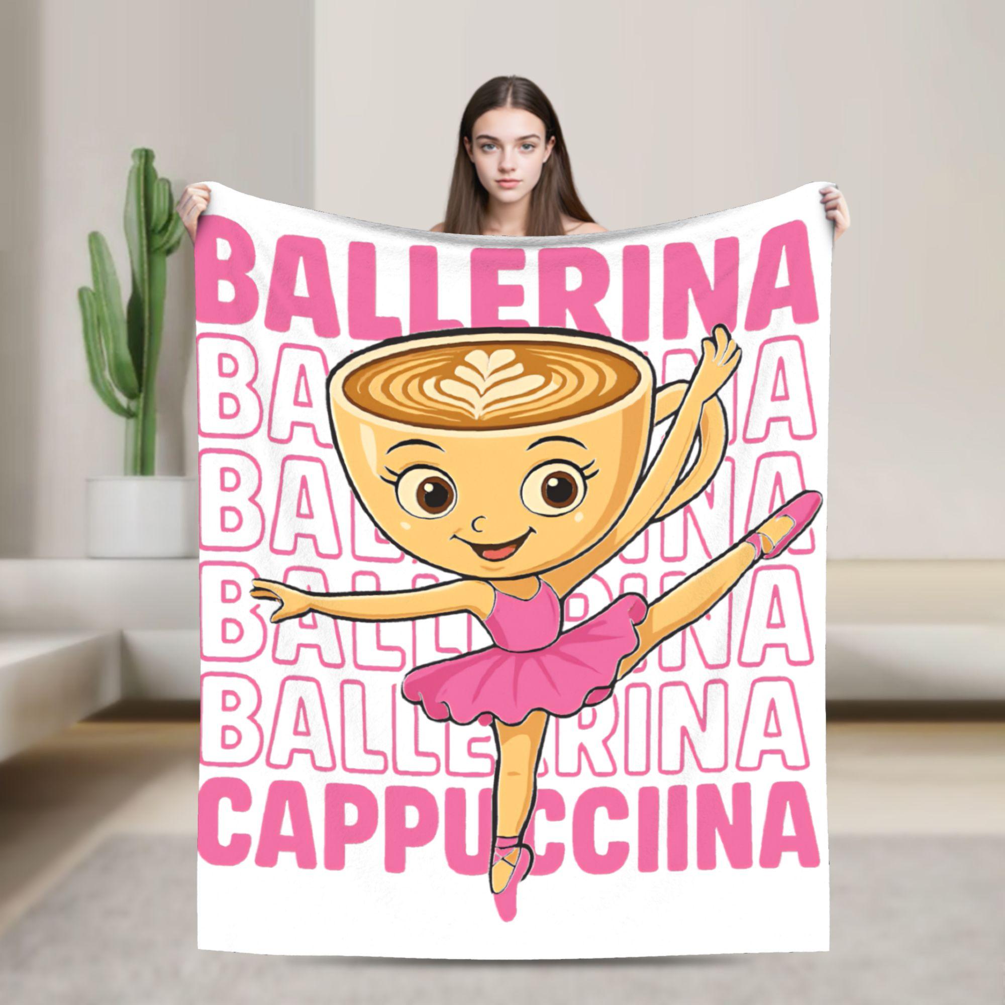 

Ballerina Cappuccina Italian Brainrot Meme Blanket Flannel Funny Breathable Throw Blankets for Home Restaurant Summer 30x40in