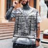Hip-hop Retro Map Coordinate Tričko Pánské 3D strojový potisk Tričko nadměrné velikosti Street Summer Krátký rukáv 2022 Značka Top