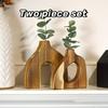 Two-Piece Creative Home Decor Artwork Vase Nordic Style Wooden Flower Pot for Living Room