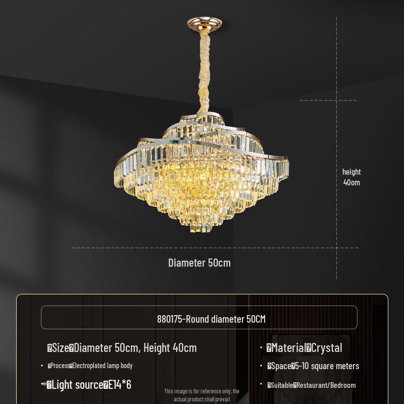 Postmodern Retro Wave Crystal Chandelier for Living Room, Bedroom, or Dining Light - Eye Protection & Atmospheric Design