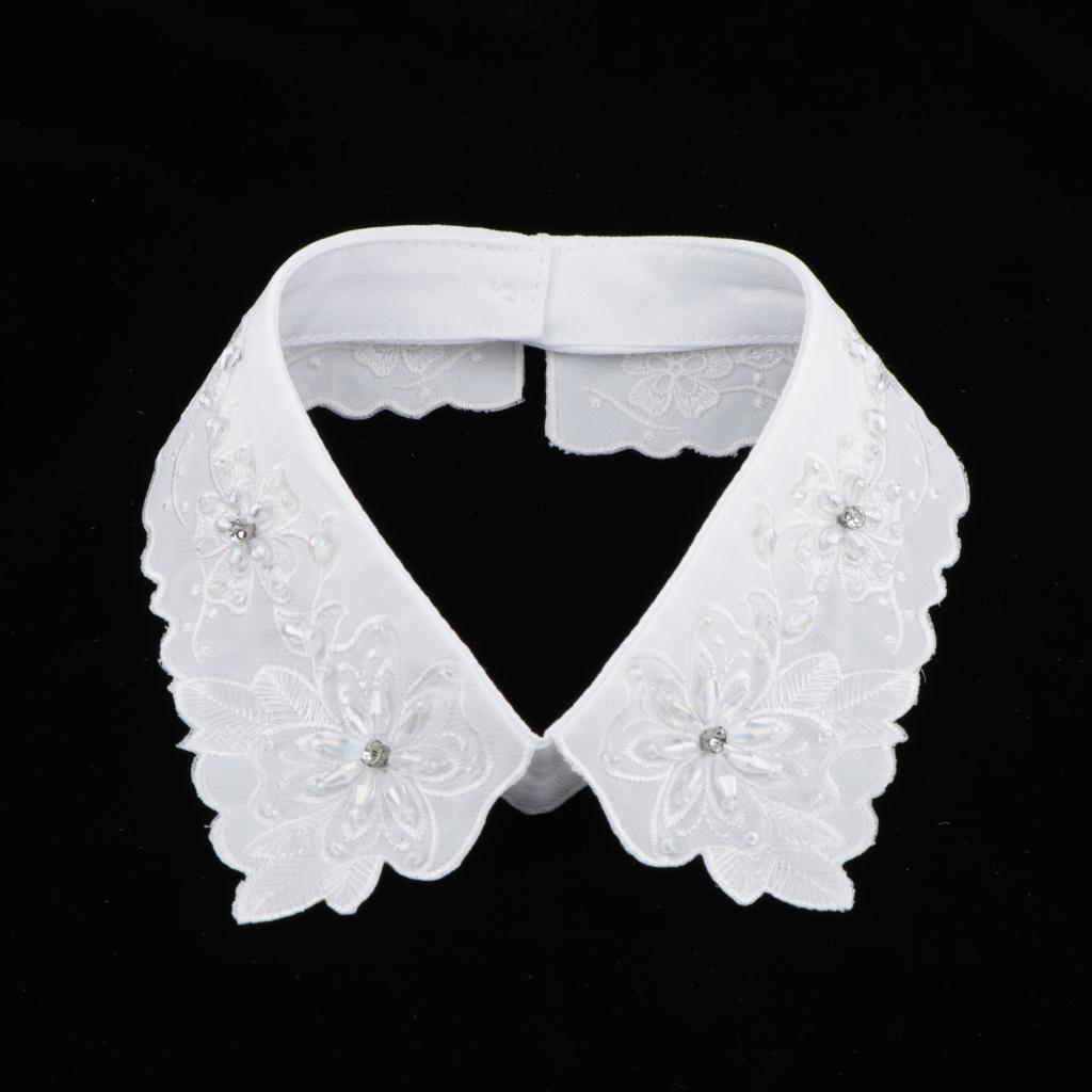 Women Rhinestone Faux Collar Detachable Necklace Shirt Accessories Lightweight Crystal Flower for Garment Decoration