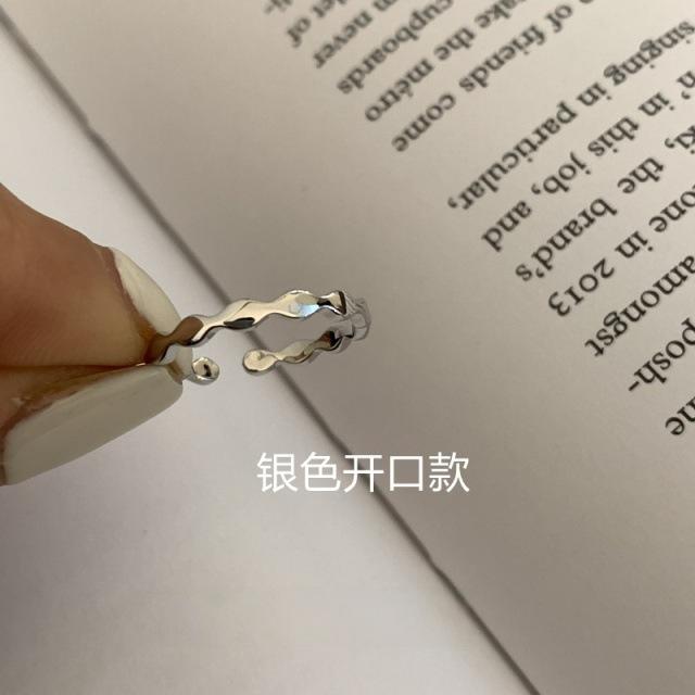 Retro S plain ring, non-fading light luxury index finger ring, open ring.