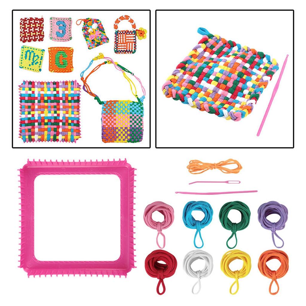 Weaving Loom Kit Toys Potholder Loops Making Kits Gifts Multicolored Knitting Portable DIY Sewing Craft for Beginners Kids