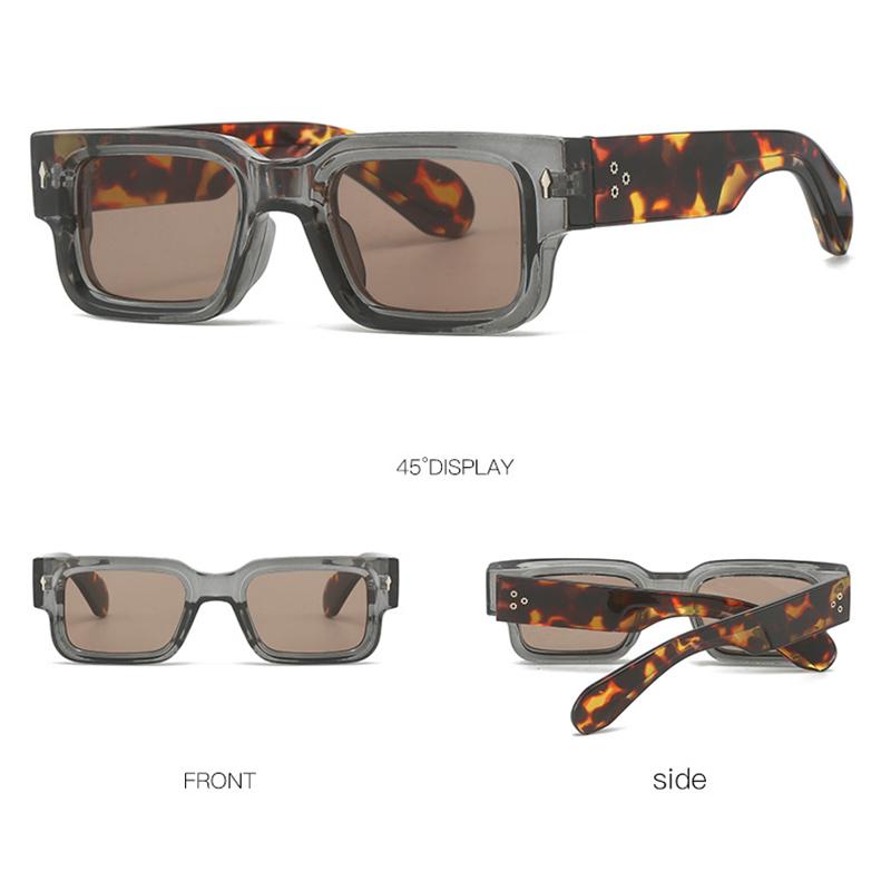 Classic Fashion Rivet Brand Designer Square Sunglasses Women For Men Luxury Vintage Punk Sunglasses Popular Hip Hop Shades Uv400