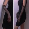 Women'S Fashionable Hot Diamond Sparkling Mesh Fishing Net Elastic Gloves
