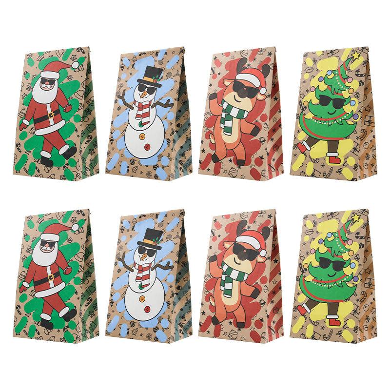 

Christmas Paper Bag Christmas Food Bag Square Bottom Paper Bag Oil-Proof Packaging Bag Packing Bag