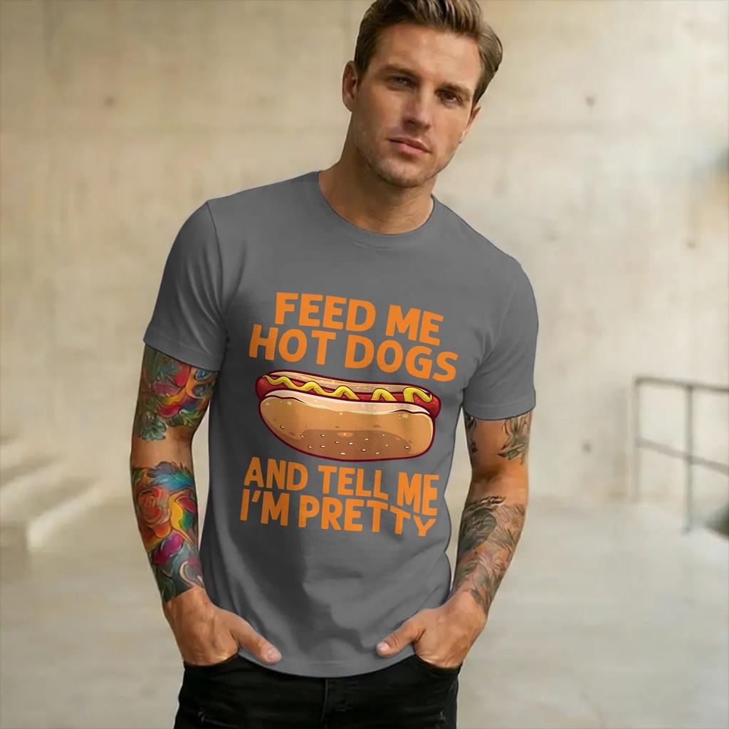 Printed Funny Hot Dog T Shirt For Unisex Cotton Tee Shirt Short Sleeve Clothing