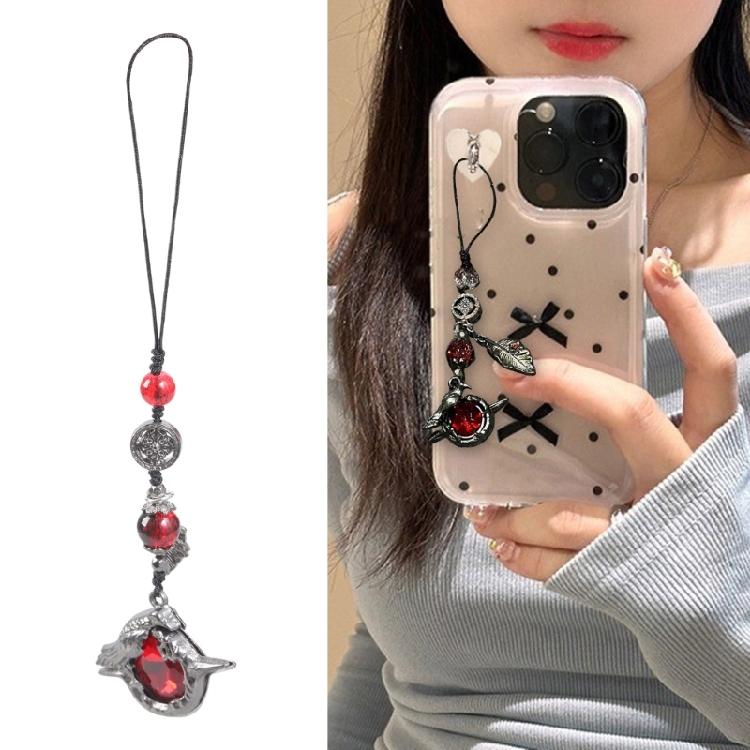Sturdy Alloy Crow Phone Keychain Accessory Phone Lanyard Tailored For Goth Fan And Modern Fashion Aficionados