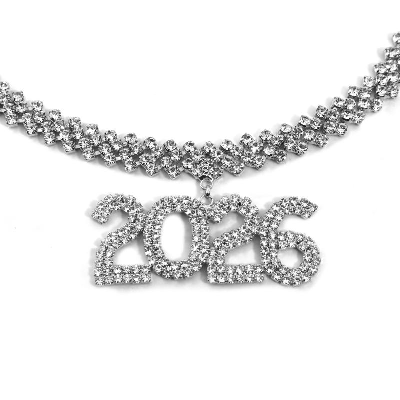 Übertreibene Strass Cuban Chain Hiphop 2026 Anhänger Halskette Für Frauen Mann Kristall Punk Kragen Naecklace Party Schmuck Geschenk