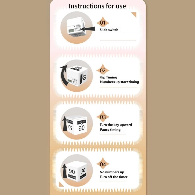 Light Weight Cubes Timer Flipping Electronic Timer Countdowns Reminder for Time Management and Countdowns Setting Enduring