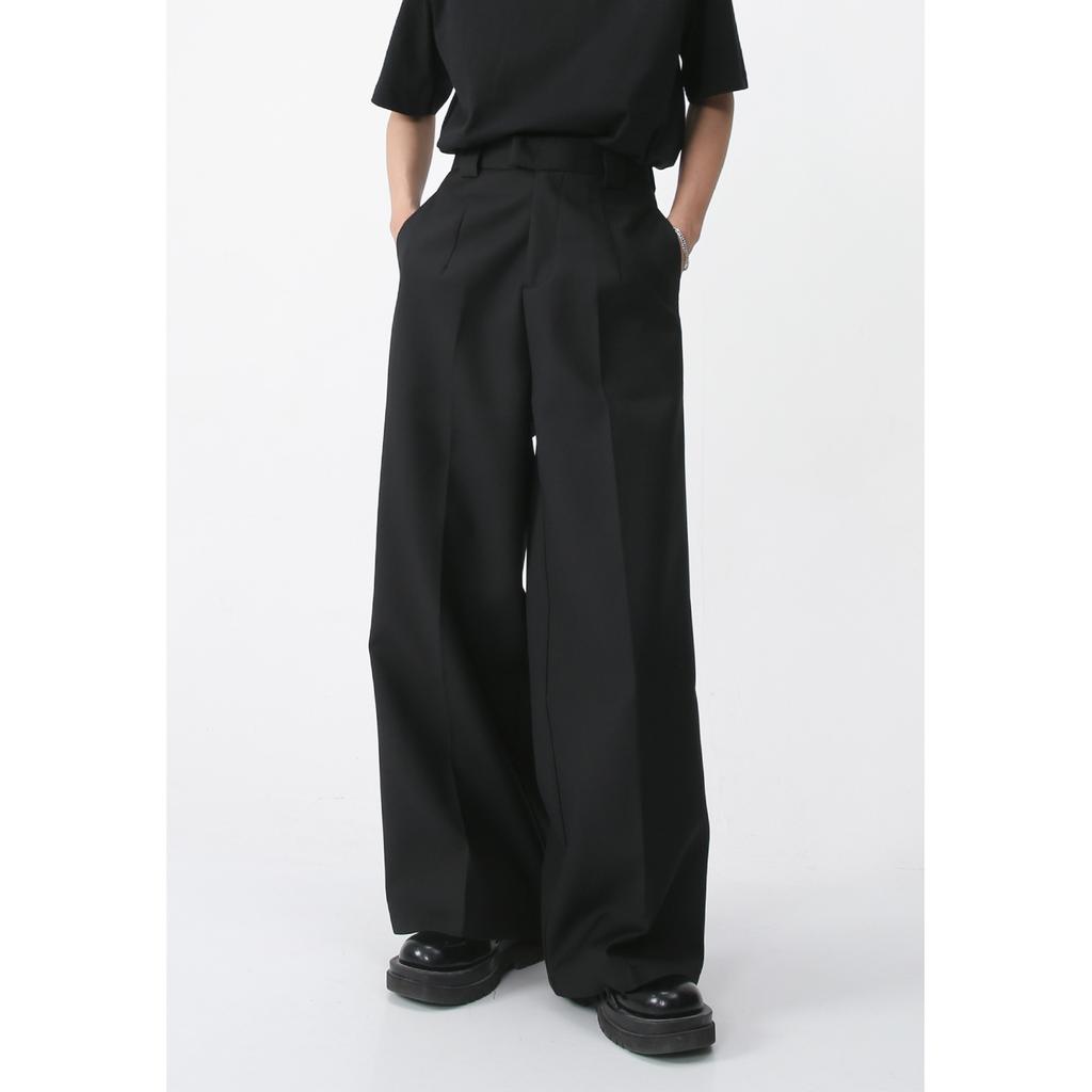 Men's Spring Style New Casual Suit Mid Waist Long Pants Loose Wide Leg Sweeping Floor Simple