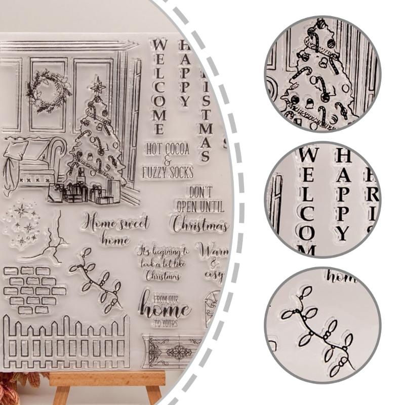 Christmas Themed Silicone Stamps Clear Silicone Stamps for Cardmaking, Background Silicone Stamps for Scrapbooking Craft