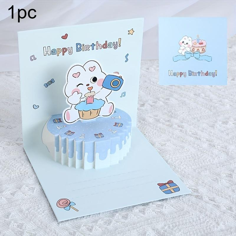 1 Stück Cartoon 3D Geburtstagskarte Kuchen Kreativ Niedlich Kleine Karten Segen Geschenk Brief Geburtstagskarte