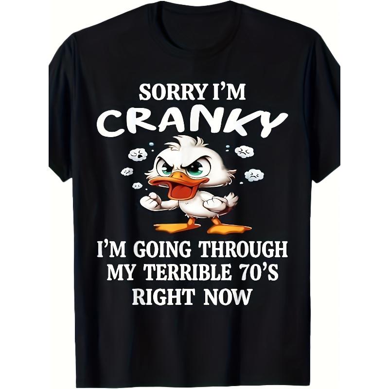 

European sizes Funny Terrible 70s Duck Graphic T-Shirt - Casual Tee with Retro 70s Design, Machine Washable 4XL чорний