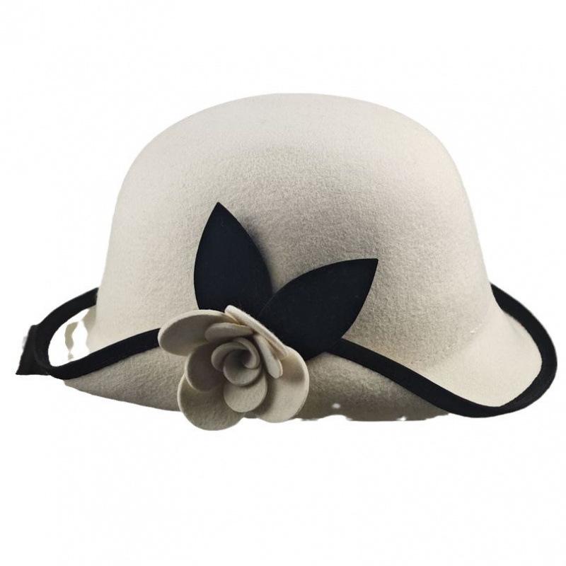 Cappello da Donna in Feltro Stile Occidentale Versatile Tendenza Moda Camelia