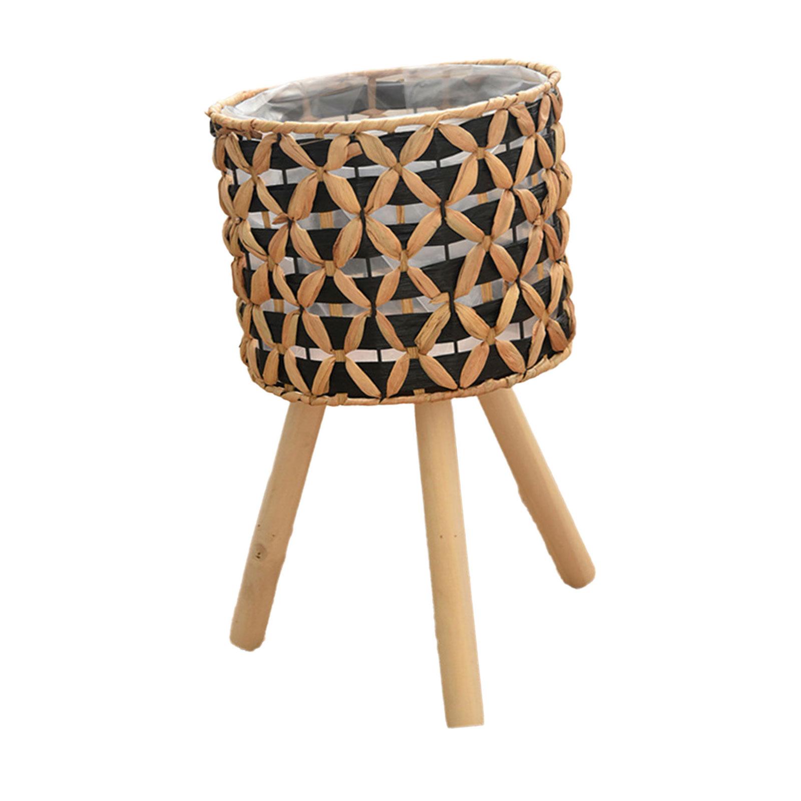 

Подставка для растений «Тыква-трава», держатель для цветочных горшков, табурет с 3 деревянными ножками, напольная подставка для растений, корзина-стеллаж для дома или офиса M