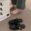 2024 Square Head Korean Version Belt Buckle Empty Single Shoes Sandals Spring New Lazy Slippers Fashion Bag Head Half Slippers