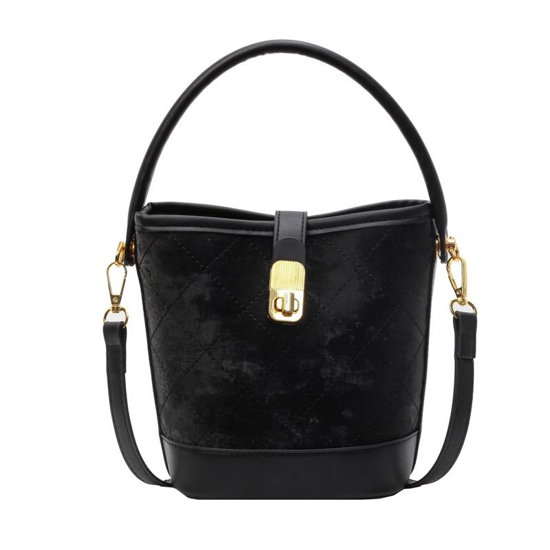 Retro Casual Diamond Portable Small Bag Women's New Spring and Winter Simple Fashion Messenger Bucket Bag