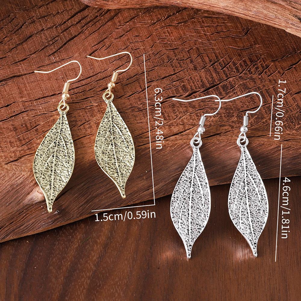Retro Palace Style Ancient Blue Leaf Earrings New Leaf-shaped Design Ear Jewelry