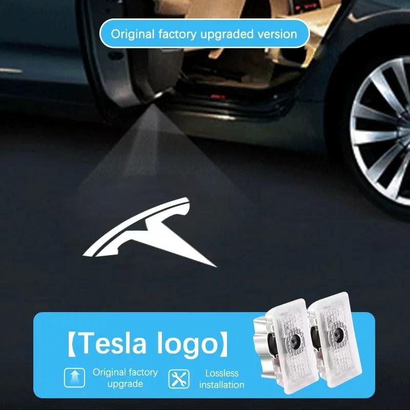 

2PCS Led Car Door logo Welcome Light For Tesla Model 3 ModelY Model X Model S Ghost Shadow Projector Laser Light