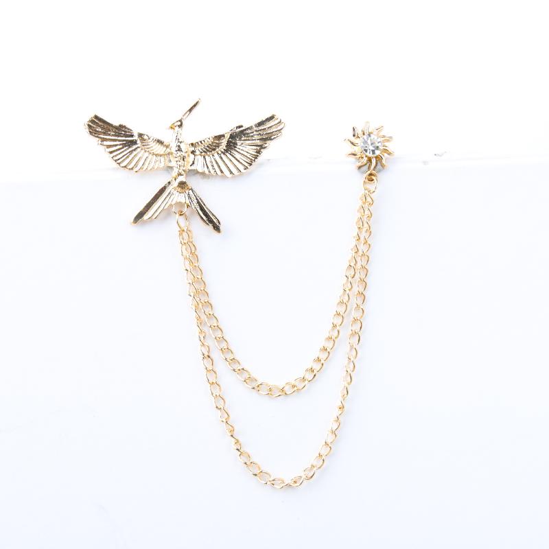 Creative Eagle Shaped Metal Chain Brooches Pin Man Suit Shirt Lapel Pin Women Jewelry Accessries