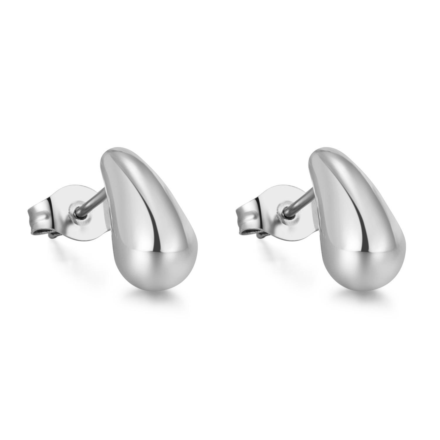 

Trendy Stainless Steel Water Drop Earrings - Personalized Fashion Ear Studs срібний