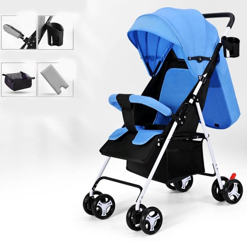 Baby Bærbar Barnevogn Sitte Eller Ligge Sammenleggbar Trille Justerbar Ryggstøtte