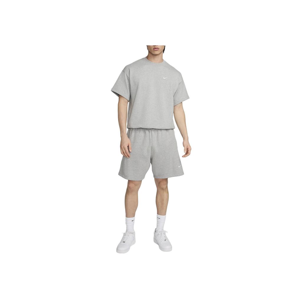Nike Swoosh Solid Color Crew Neck Casual Pullover Loose Fit Short Sleeve T-Shirt Men Tops Gray DX0881-063