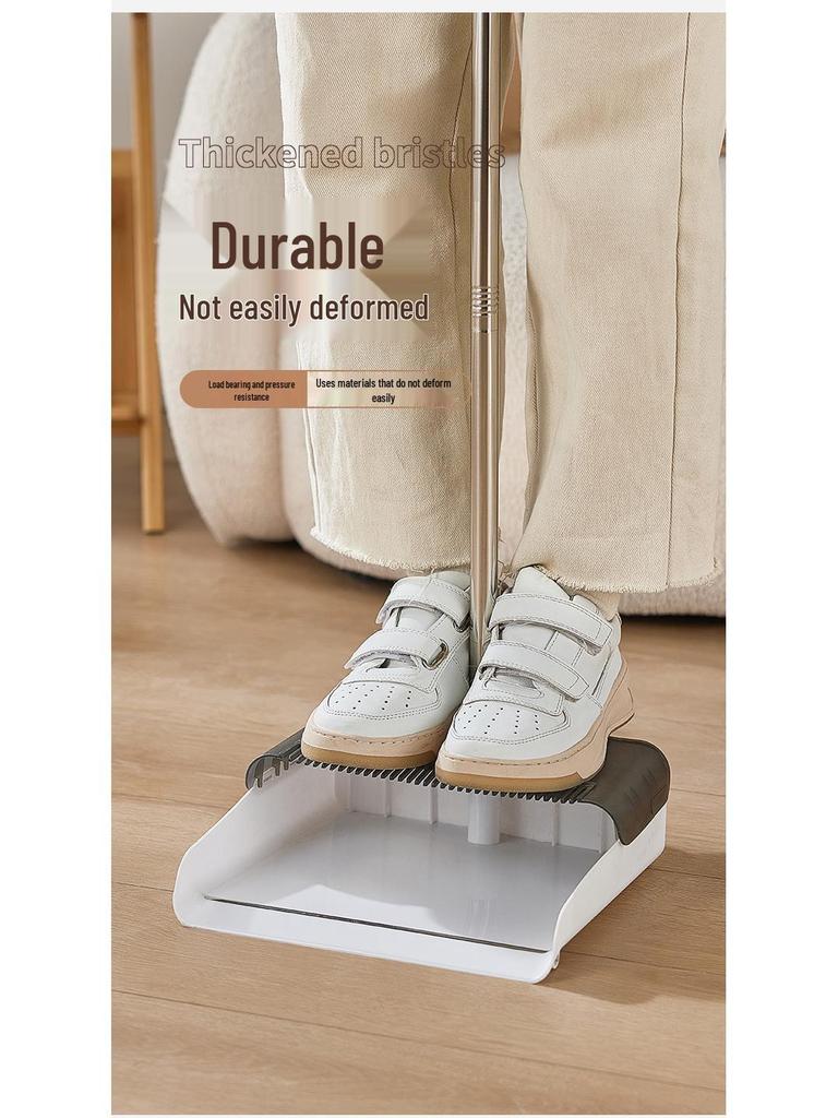 Foldable Rotating Broom & Dustpan Set with Non-Stick Hair and Soft Bristles for Living Room
