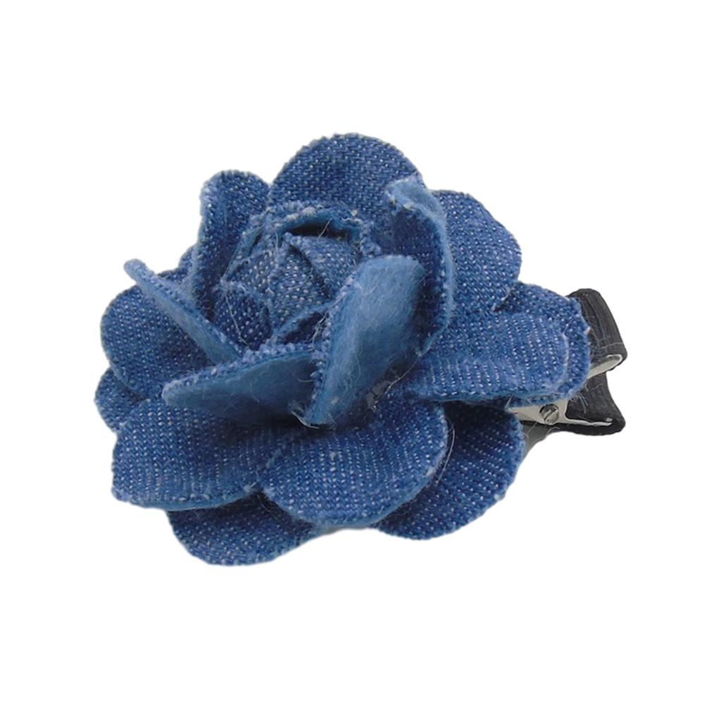 Unique Washed-Denim Headbands for Woman Non-slip Hair Clip with Rose Shape Headband for Girls Washing Face Sports