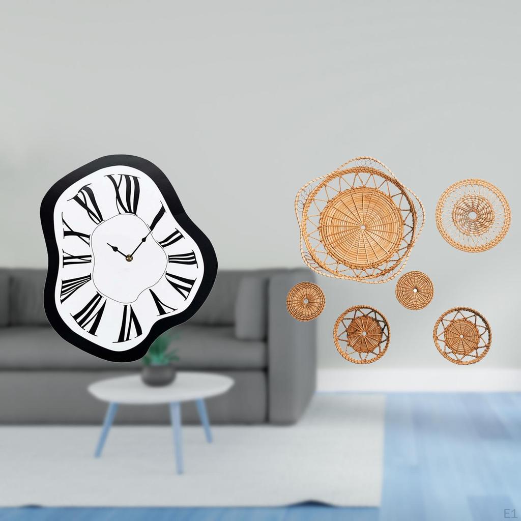 Acrylic Distorted Wall Clock Creative Melting Design Unique Luxury Desktop Decor Rattan Woven Art