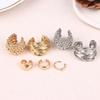 [HF]Hot 1Set Fashion Exaggerated Wide Clip-On Earrings Set For Women Simple Metal Earring Daily Wear Vacation Jewelry Gift