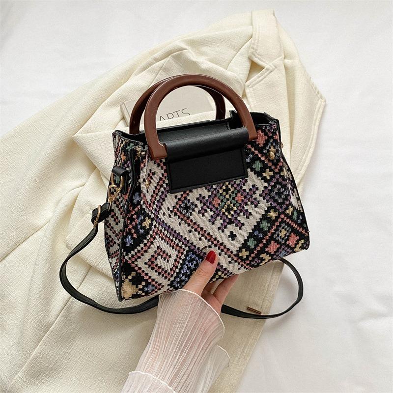 

1pcs Ethnic Pattern Tote Bag Outdoor Travel Casual Fashion Shoulder Crossbody Bag Daily Commuter Handbag чорний