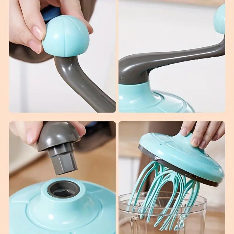 Egg Whisk Plastic Hand Crank Push Whisk Blender Long Crank Multi-Functional Manual Eggs Beater Practical Kitchen Tool