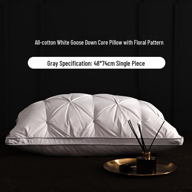 Luxury Goose Down Pillow with Cotton Cover for Neck Support
