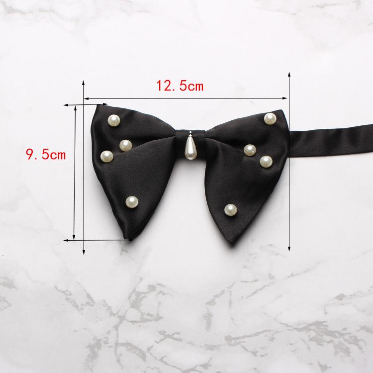 Vintage British Style Classic Dress Bow Tie, Pearl Accessories Large Bow Tie, Men'S Wedding Bow Tie