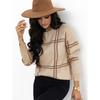 European and American Leisure All-Match O-neck pullover Top Women 2025 Winter New Plaid Patchwork Drop Shoulder Sweater Women