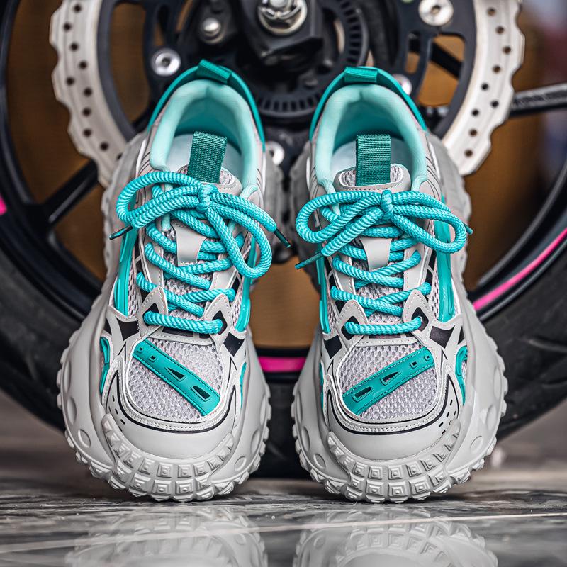 2025 Summer Trendy Men's Dad Sneakers: 5cm Height Boost, Color Block, Thick Tire Sole, Casual Style