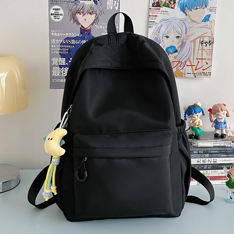 Japanese Simple and Versatile Large-capacity Solid-color Campus Schoolbag Women's New Summer Light Commuter Shoulders