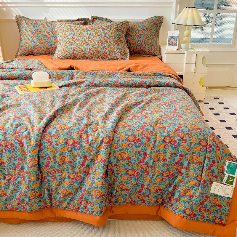 100% Bavlna Letní Oboustranná Chladivá Letní Přikrývka Queen Hladká Chladivá Deka z Ledového Hedvábí Letní Přikrývka