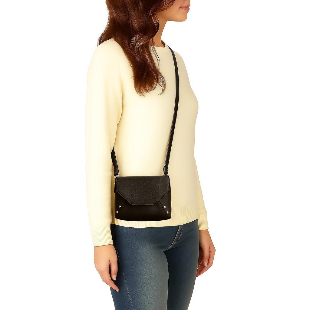 RSINC Vinata Genuine Leather Crossbody Sling Bag for Women Black Envlope Design B0FF34LMGH