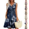 Womens Summer Dresses Loose V Neck Sleeveless Sundresses Dress With Pockets