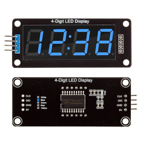TM1637 0.56" 4 Bit LED Digital Tube Display 7 Segments Yellow/White/Red/Green/Blue Clock Digital Tube Display Module for Arduino