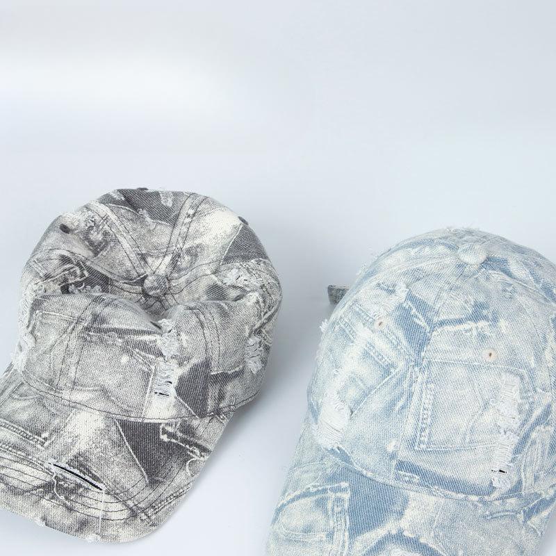 American Retro Street Old Niche Denim Baseball Cap Men and Women Shopping Sunshade Graffiti Trendy Baseball Cap Versatile
